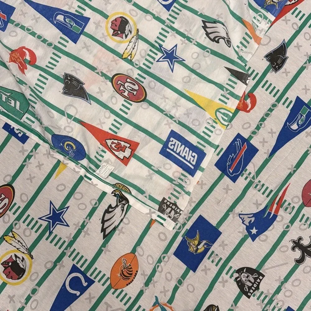 VTG 1996 NFL The Bibb Official Teams Logo Twin Flat Sheet Yard Lines Pennant USA